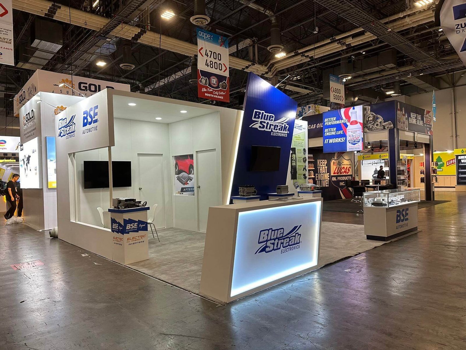 Blue Streak 20'x20 trade show booth at AAPEX2023
