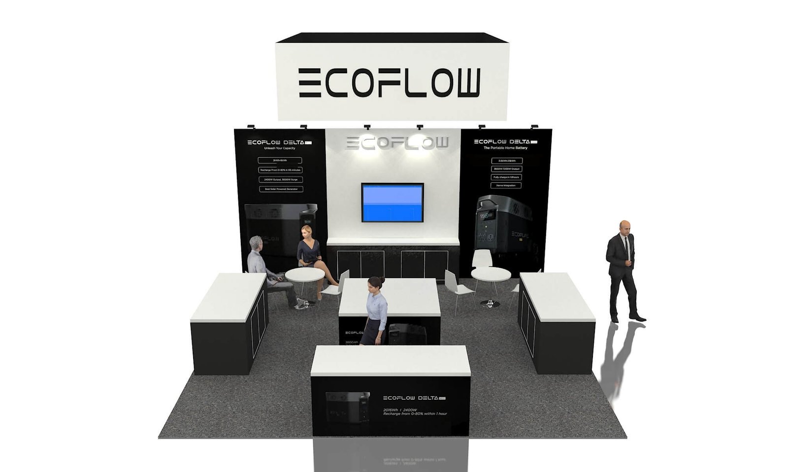 ECOFLOW 20'x20 trade show booth at NHS2022