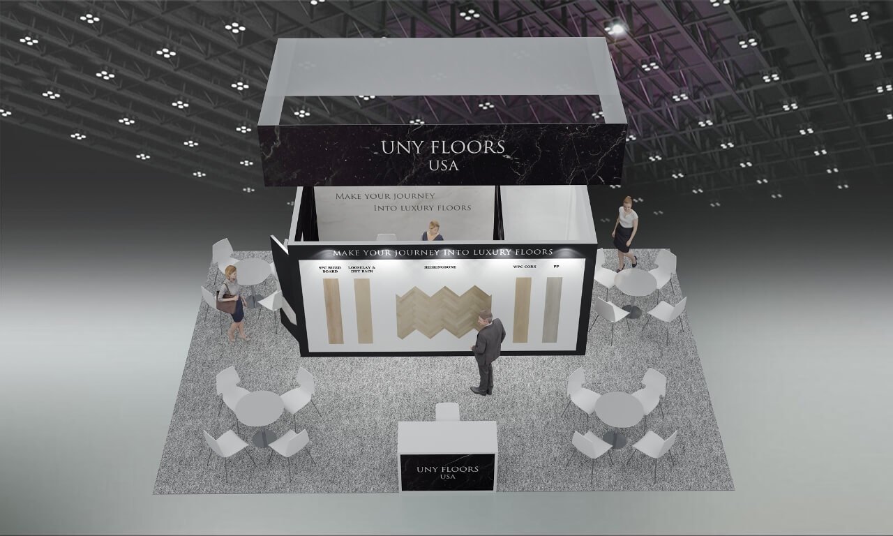 UNY FLOORS4 trade show booth at
