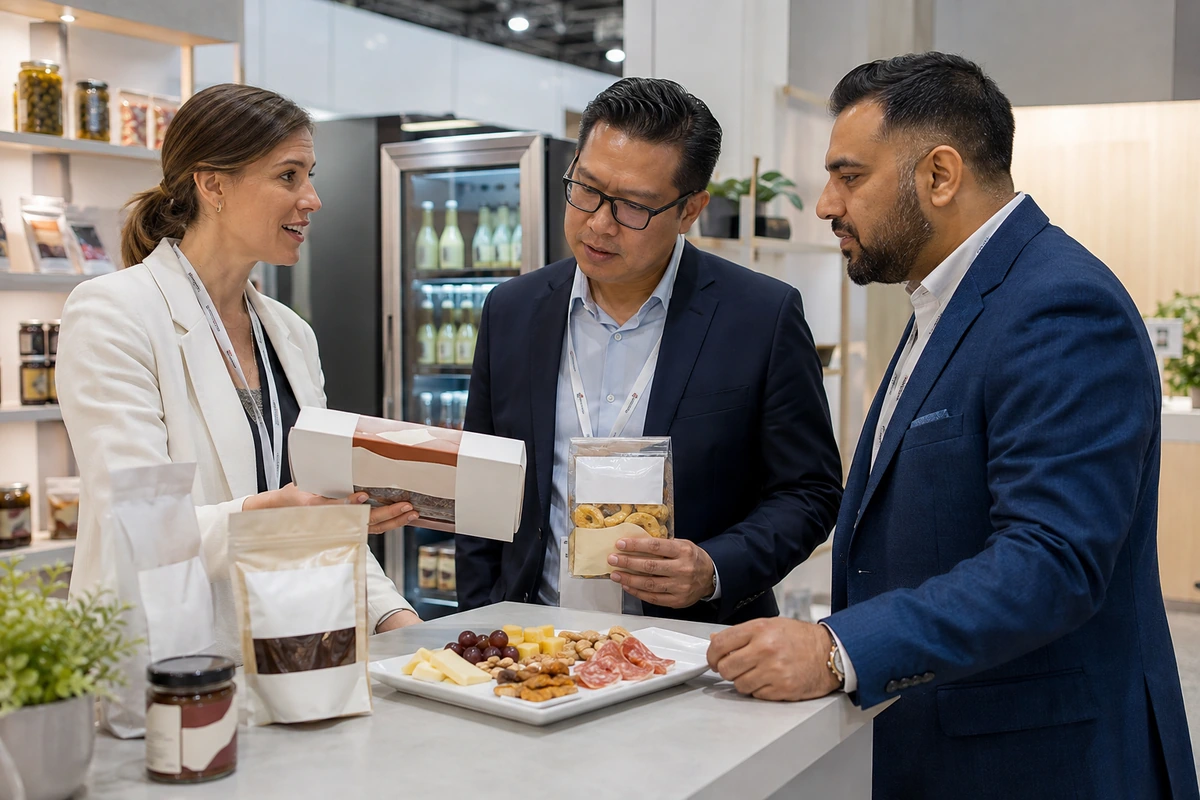 Foodservice distributor meeting with a specialty food exhibitor in Canada