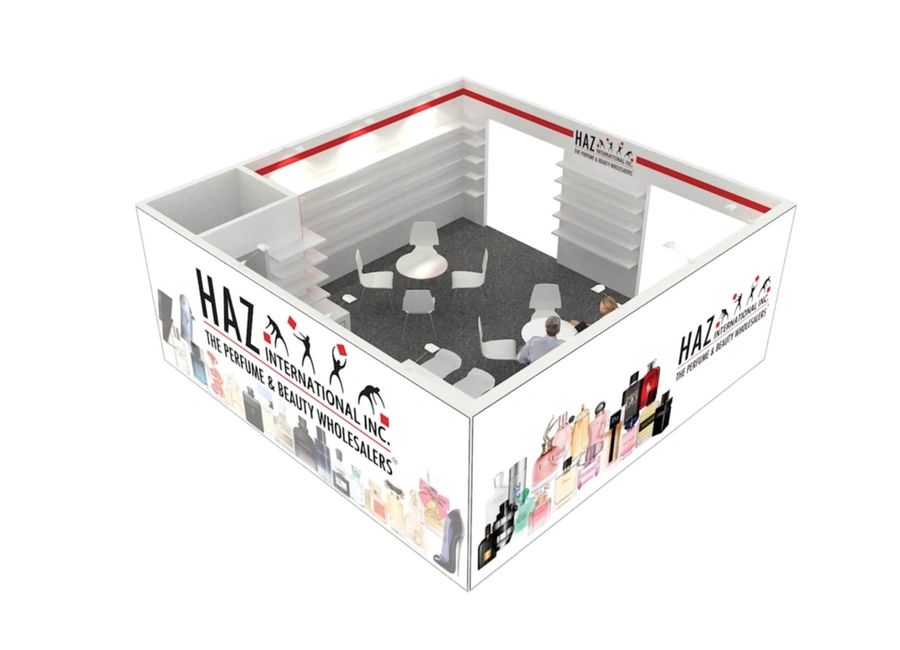 20 by 20 Orlando booth layout concept