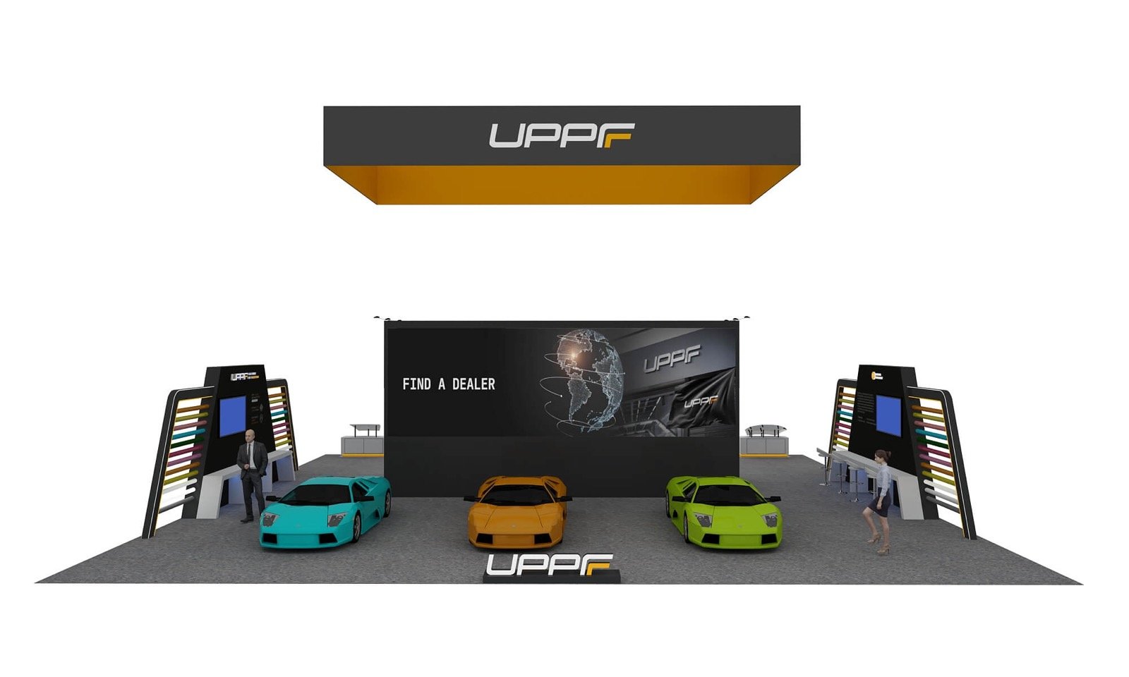 Detailed large-format trade show booth design rendering