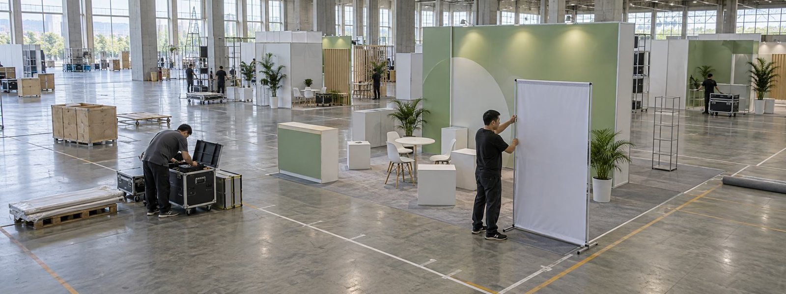 Champlain Valley Exposition exhibitor booth planning team in a modern convention hall
