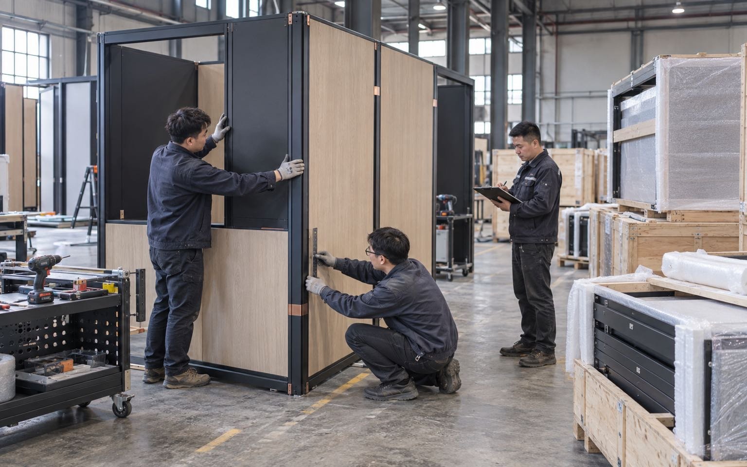 Chinese exhibit production and preassembly team