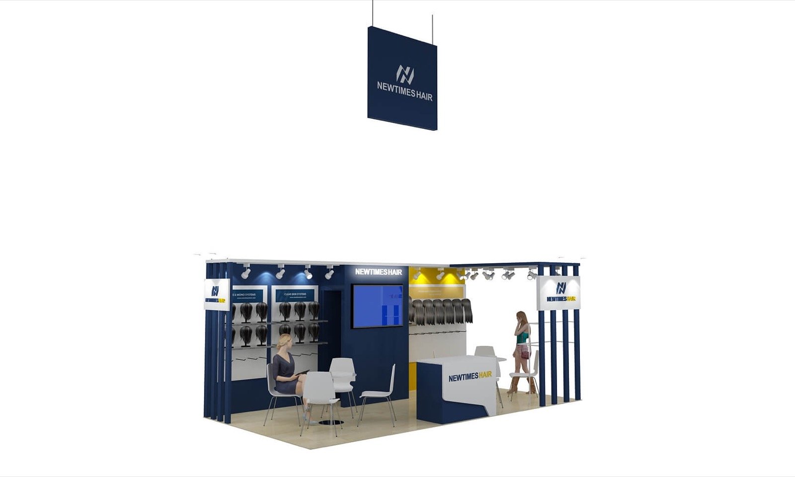 10 by 20 beauty booth design rendering