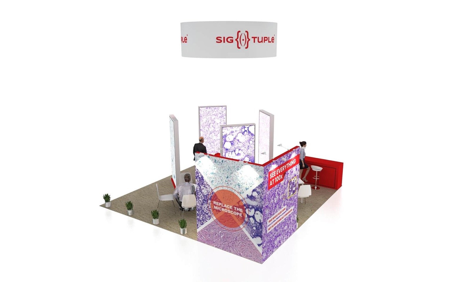Medical technology booth 3D design rendering