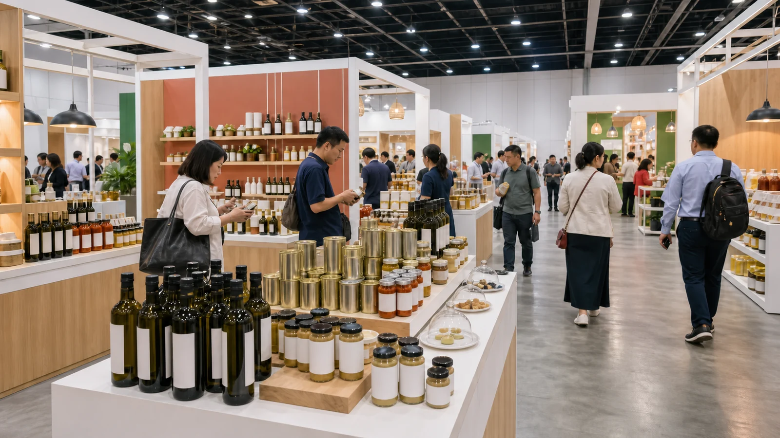 Attendees visiting the Greece pavilion at the 2017 Summer Fancy Food Show in New York City
