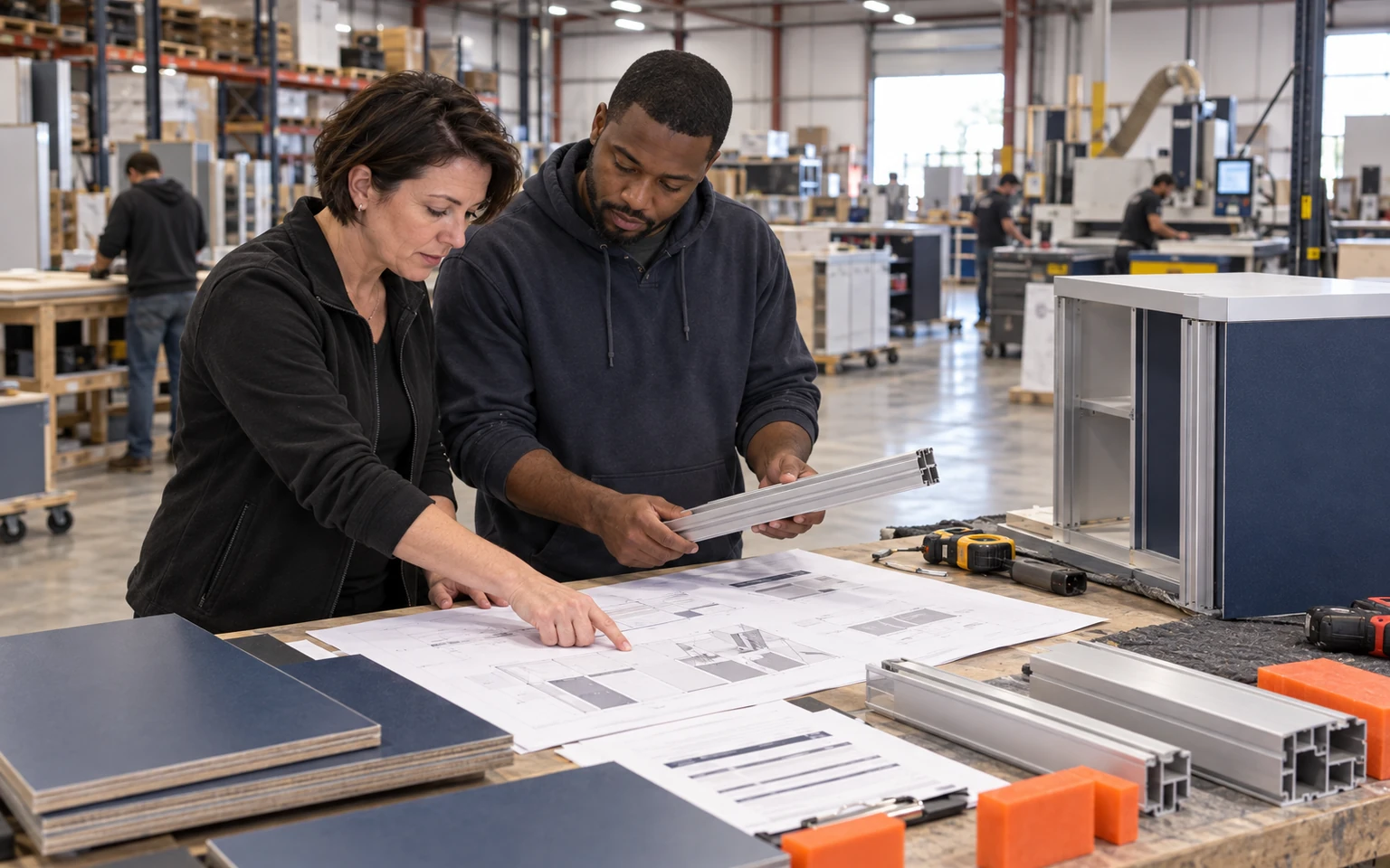 Baltimore exhibit engineer and production lead matching booth parts to approved plans