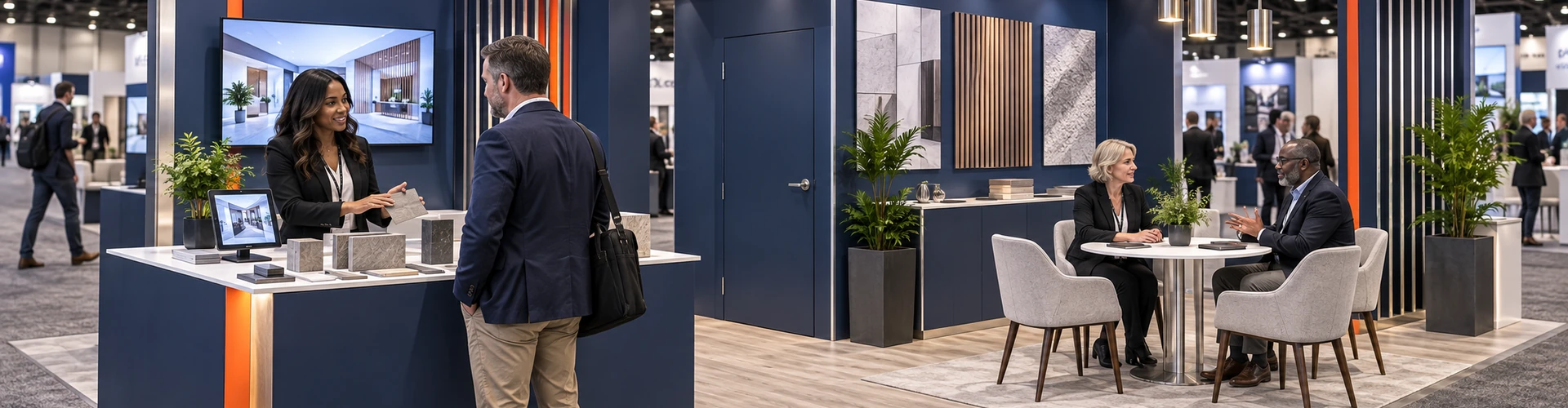 Visitor-ready Baltimore trade show booth with demo, storage and meeting areas