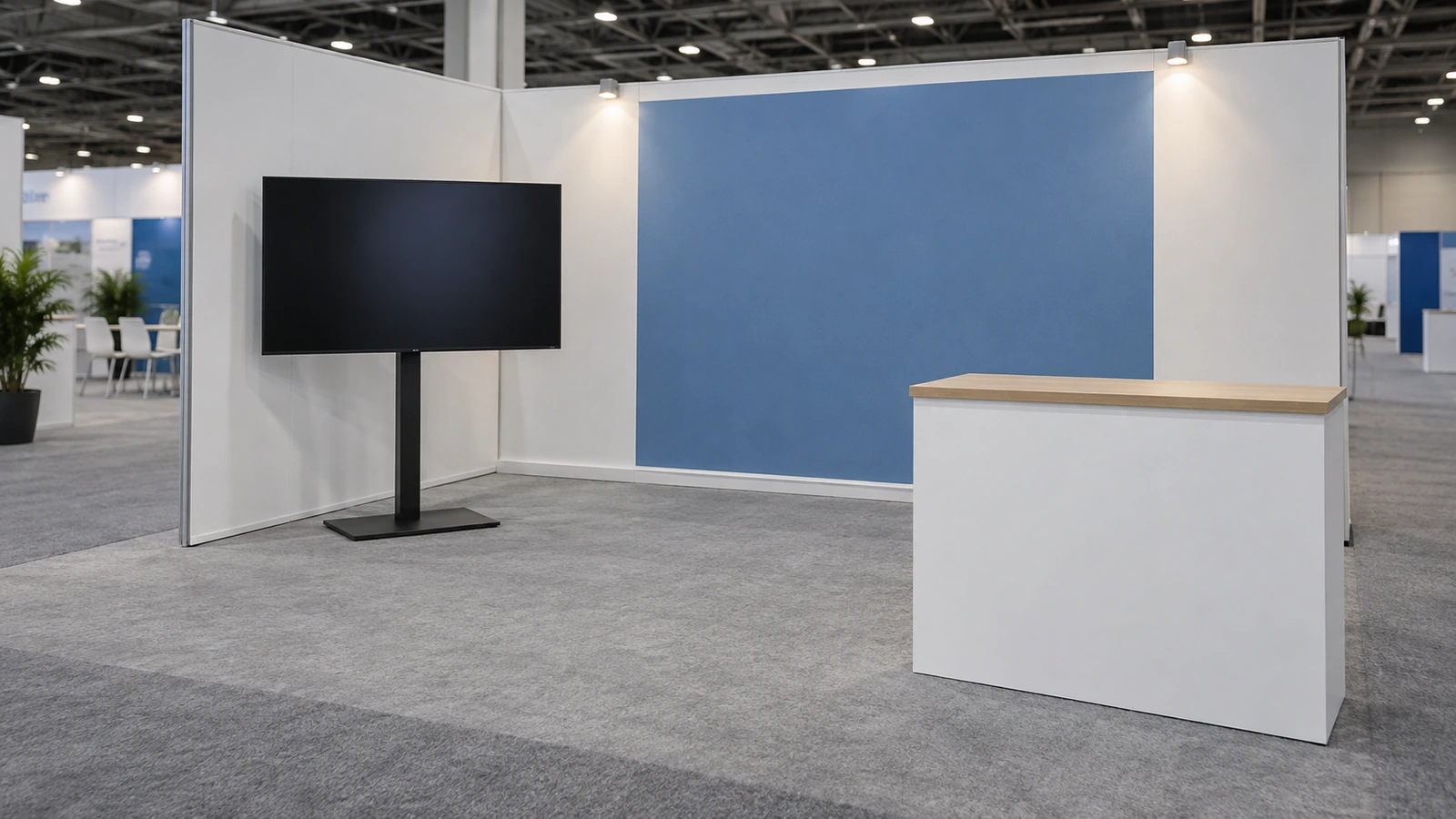 Booth equipment layout used to plan power, lighting and service orders.