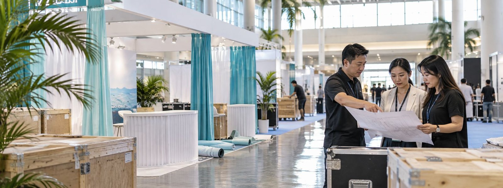 Fort Lauderdale trade show booth planning team in a convention hall