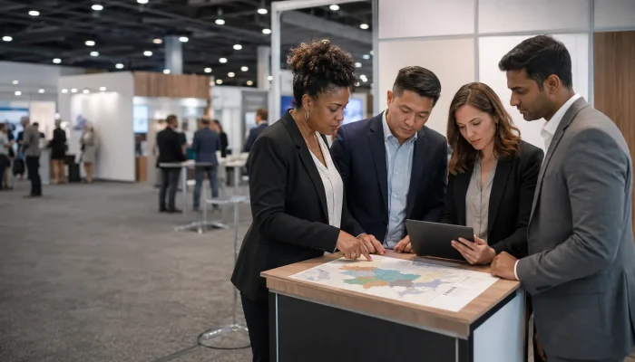 Franchise brand team evaluating a regional business expo opportunity