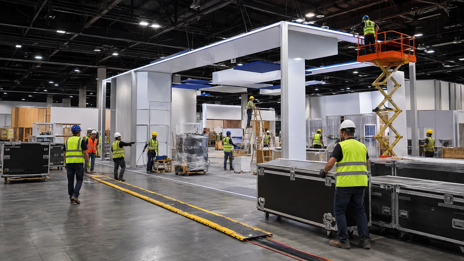 Exhibitor booth setup inside a large Atlanta convention center