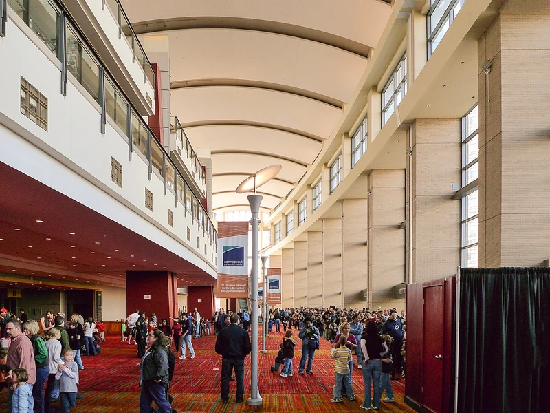 Interior concourse of the Connecticut Convention Center in Hartford, Connecticut