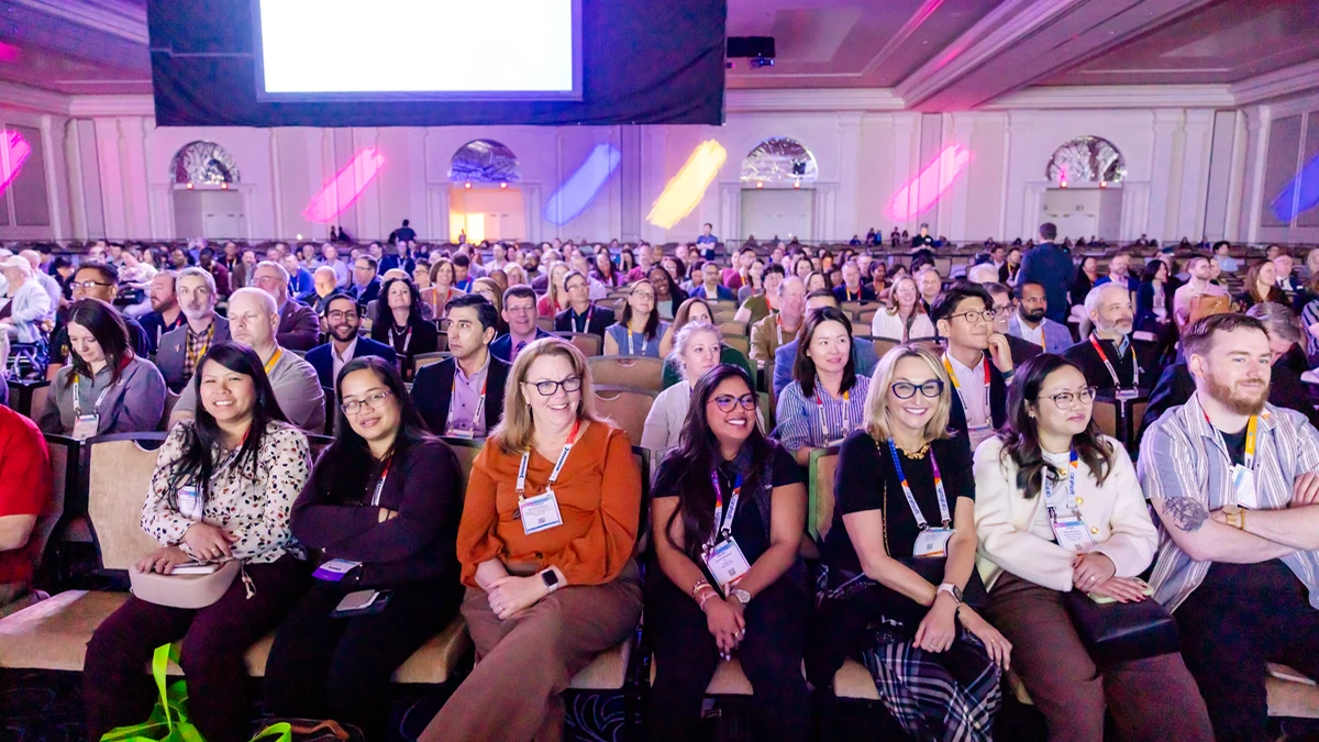 An audience attending a session at a previous HIMSS conference.