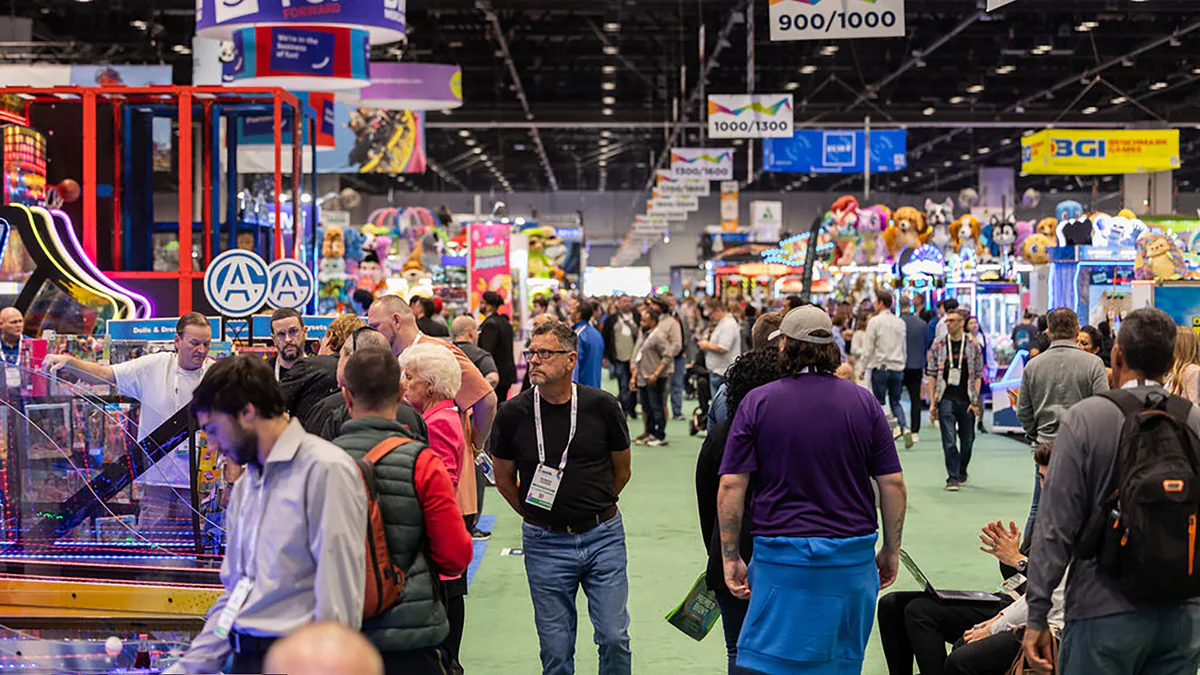 Attendees exploring the show floor at a previous IAAPA Expo
