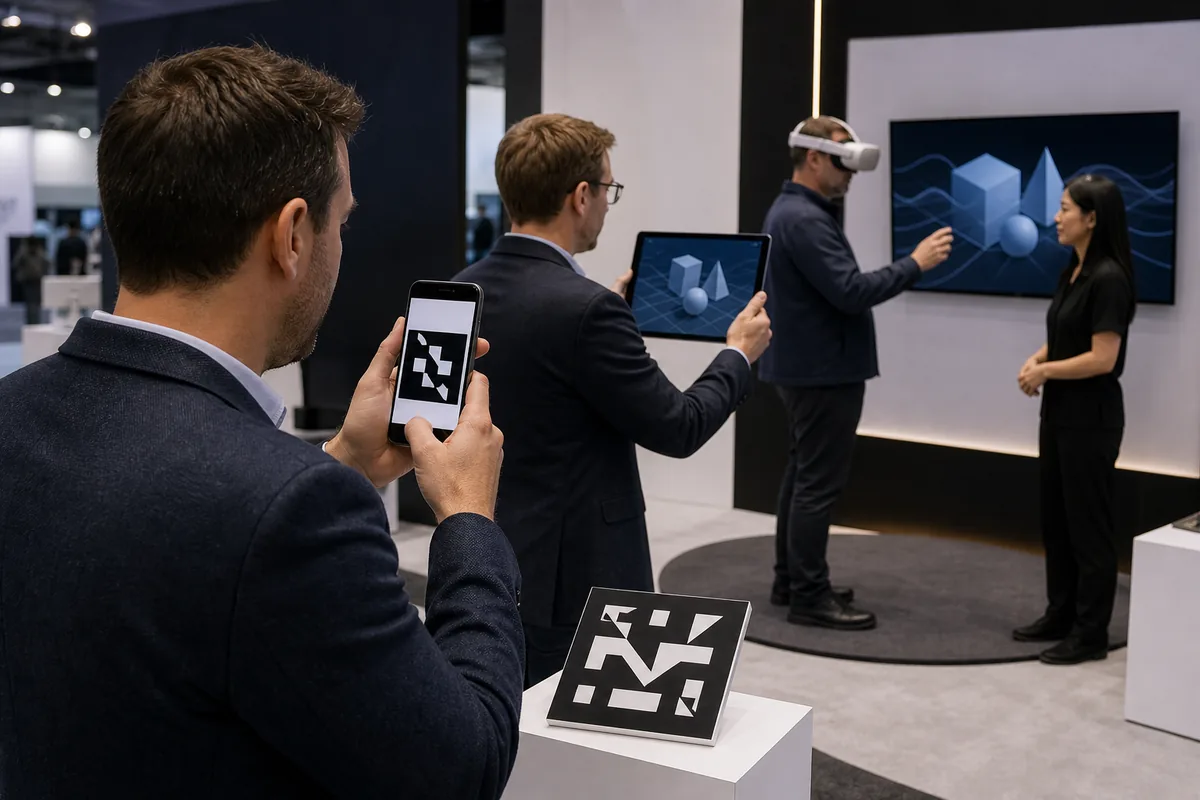 Mobile AR and VR game experiences in a trade show booth