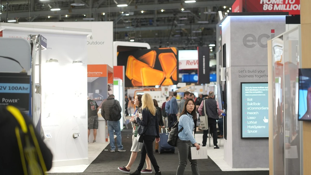 Attendees walking through exhibits at the International Builders' Show