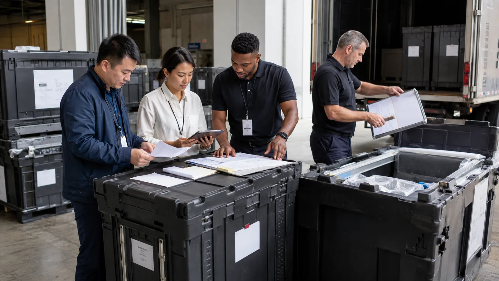 International exhibitor reviewing sample shipping and booth delivery plans for Miami