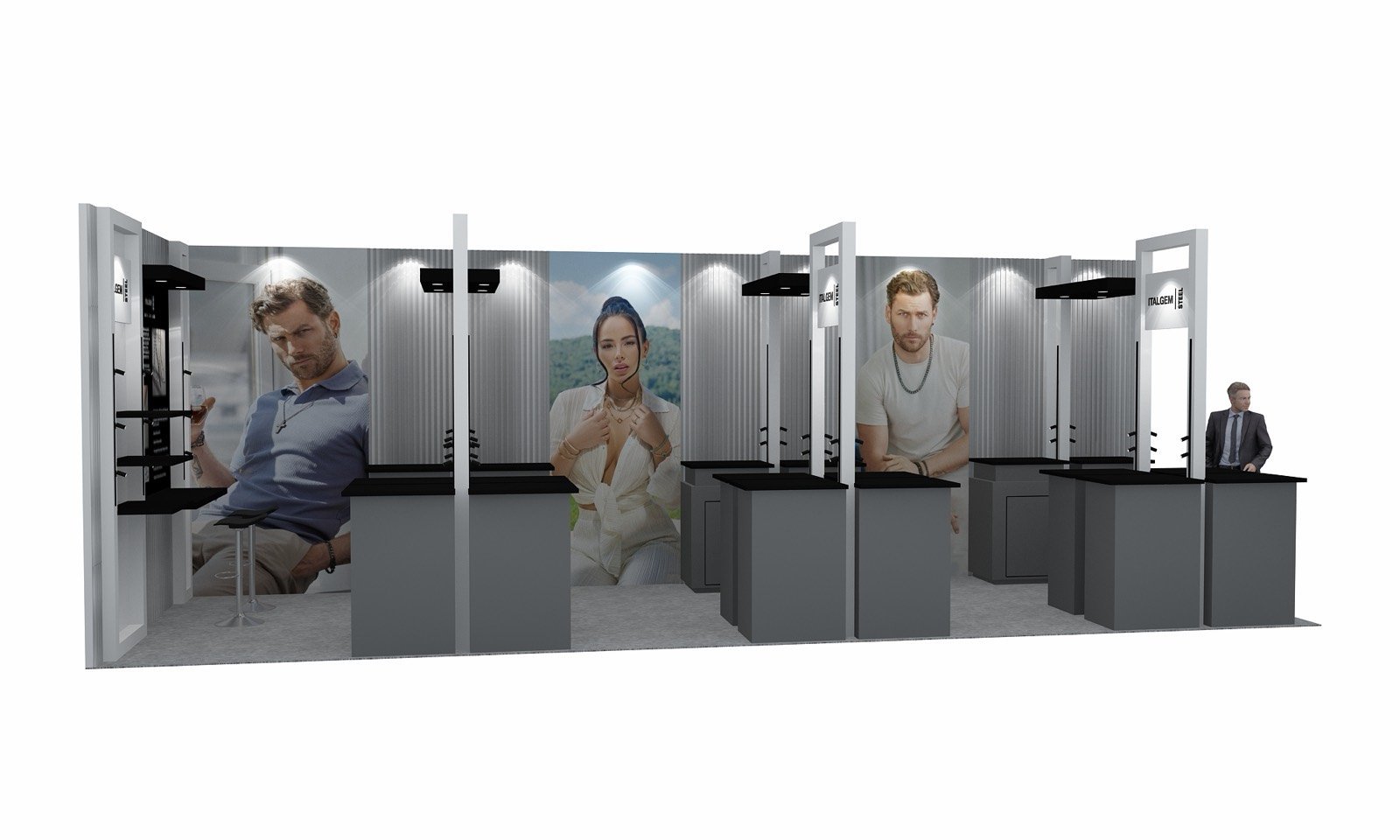 Italgem Steel 10x30 trade show booth display at JCK 2025