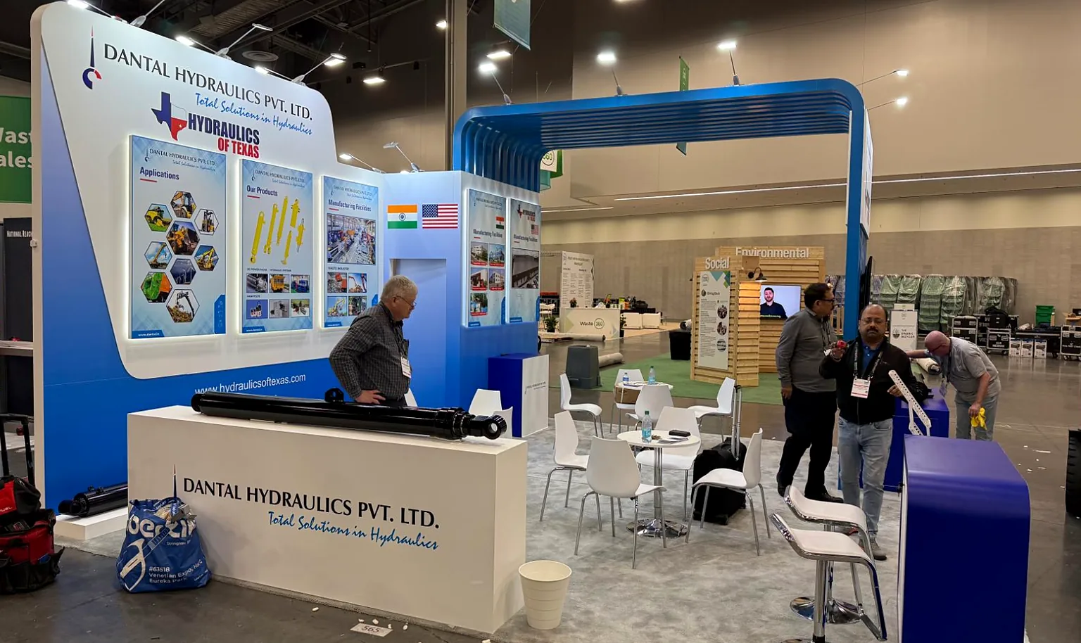Open WasteExpo booth meeting area for municipal and corporate decision teams