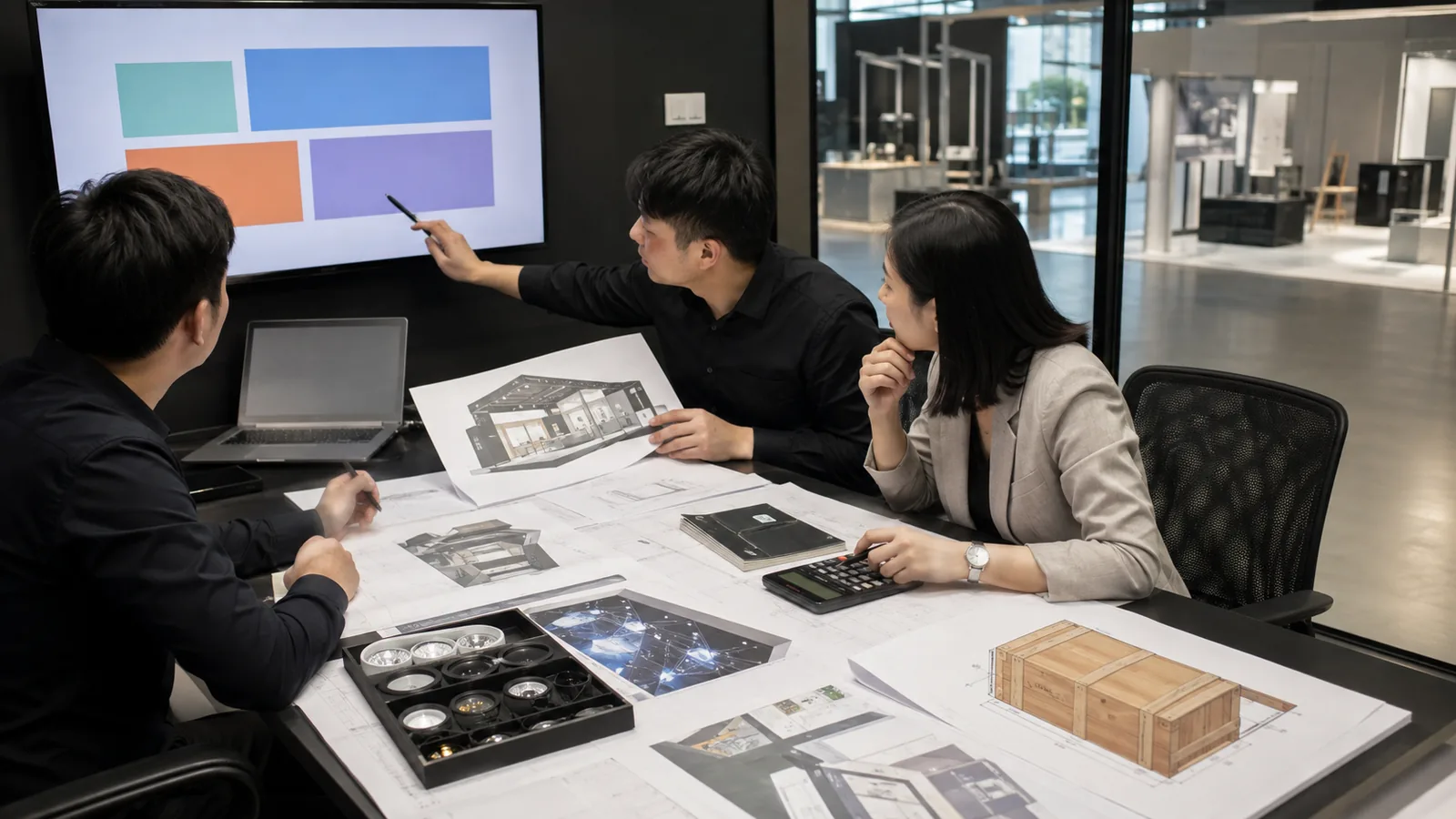 Turnkey booth budget review covering design freight labor and show services