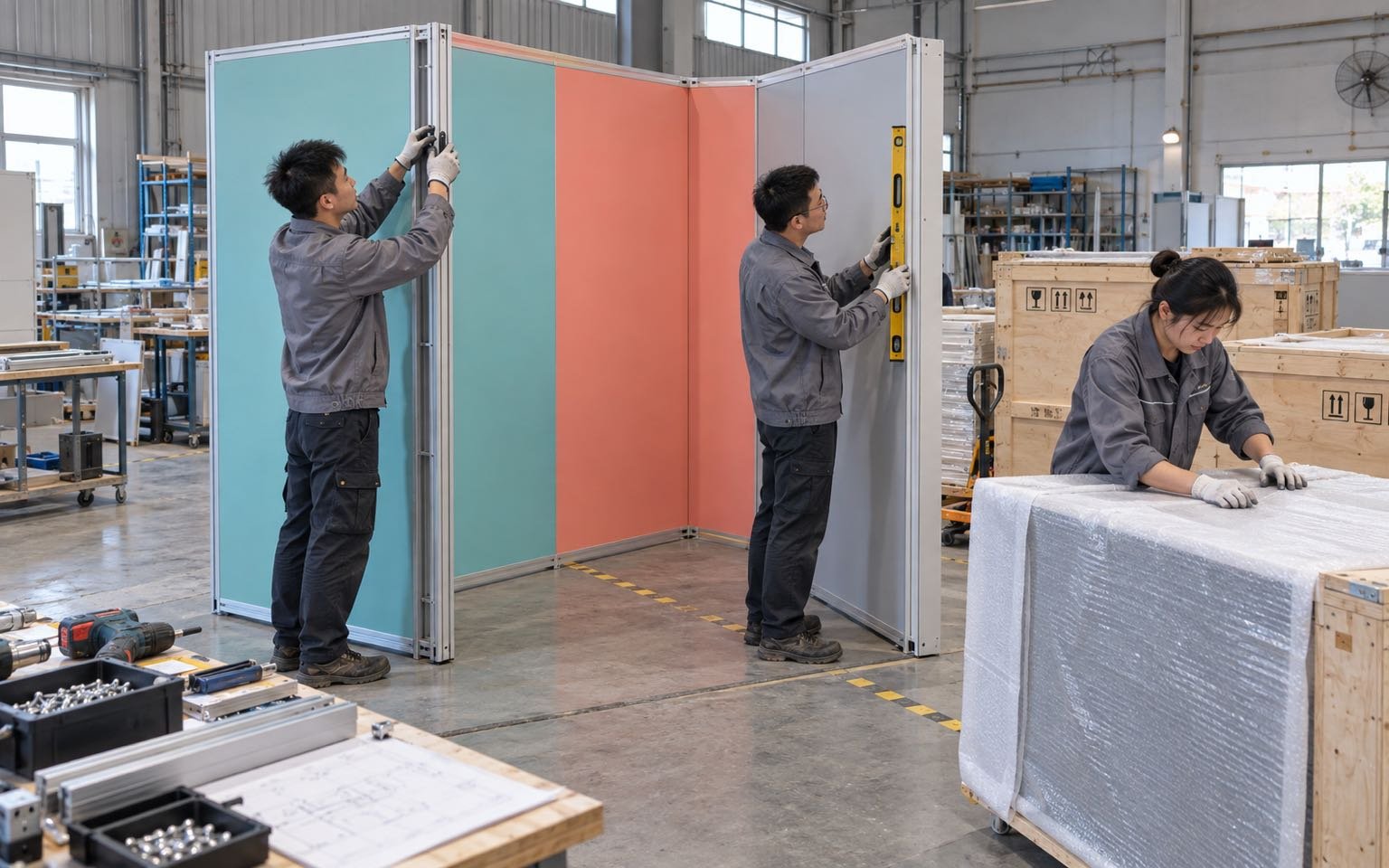 Chinese exhibit production and preassembly team