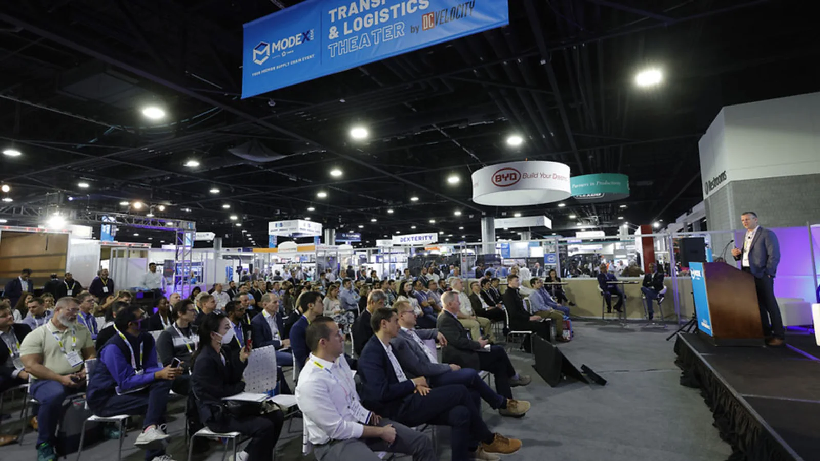 Real MODEX trade show floor with material handling exhibits
