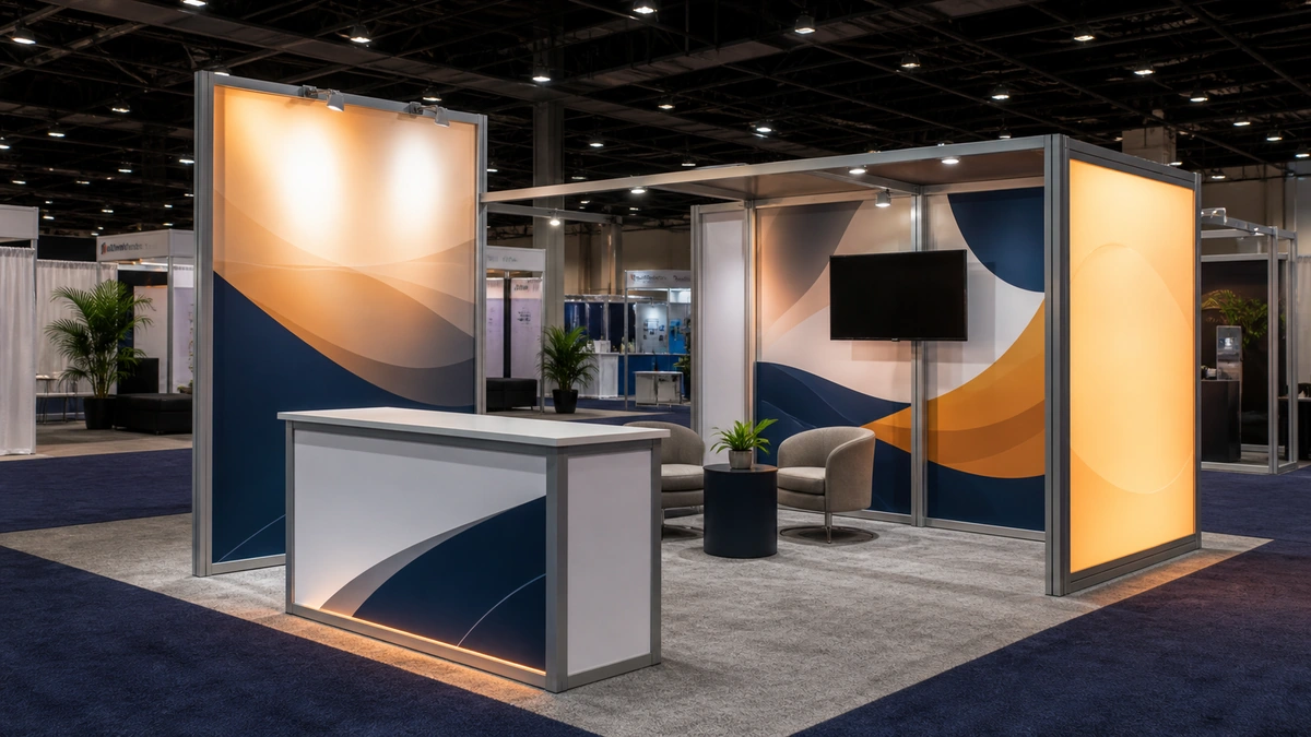 Modular trade show display system configured for common booth sizes