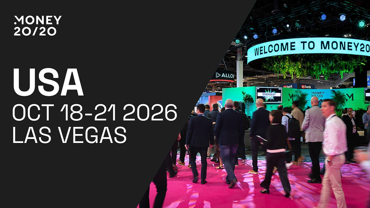 Money20/20 USA 2026 promotional visual with attendees on the Las Vegas show floor