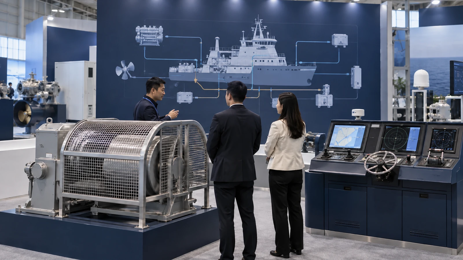 AI-generated concept of commercial marine equipment displayed for technical buyer review.