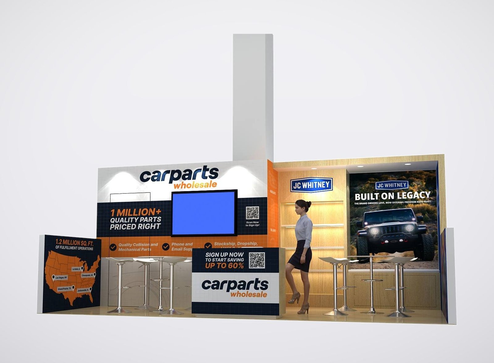 Carparts Wholesale 10x20 trade show booth display at AAPEX 2024