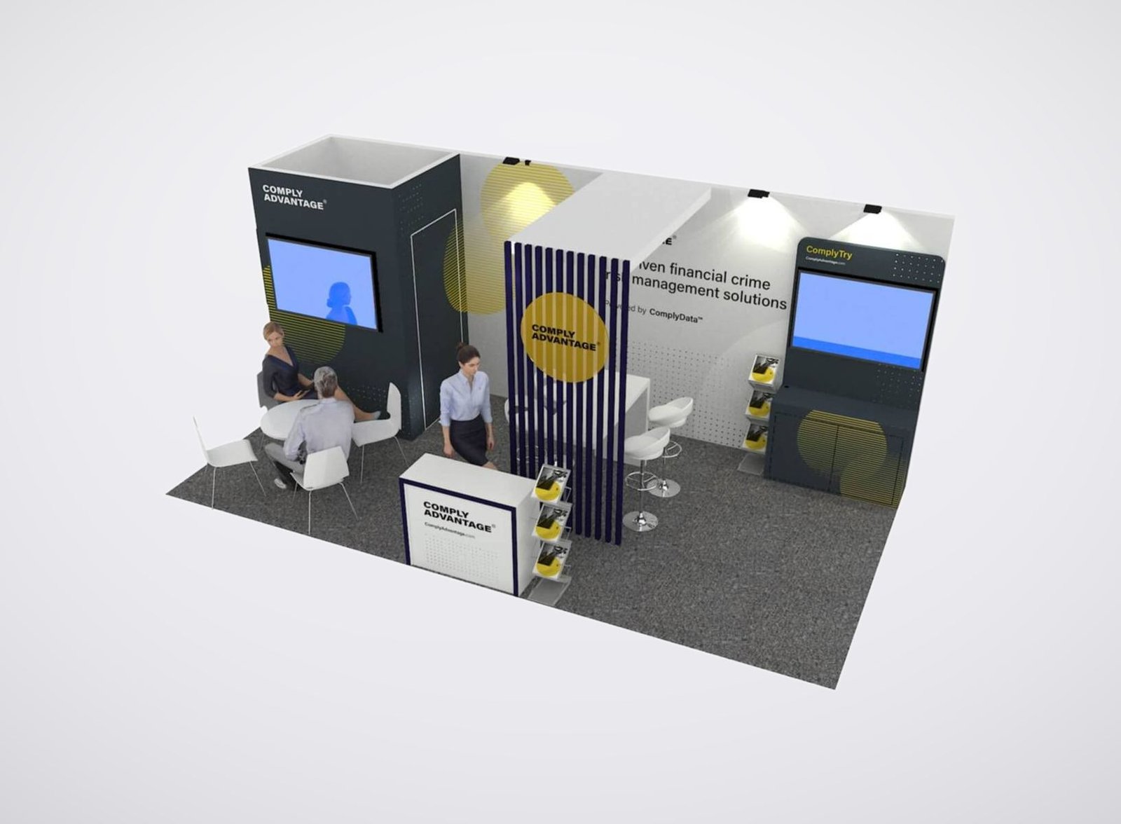 Complyadvantage 10x20 trade show booth display at Fintech 2022