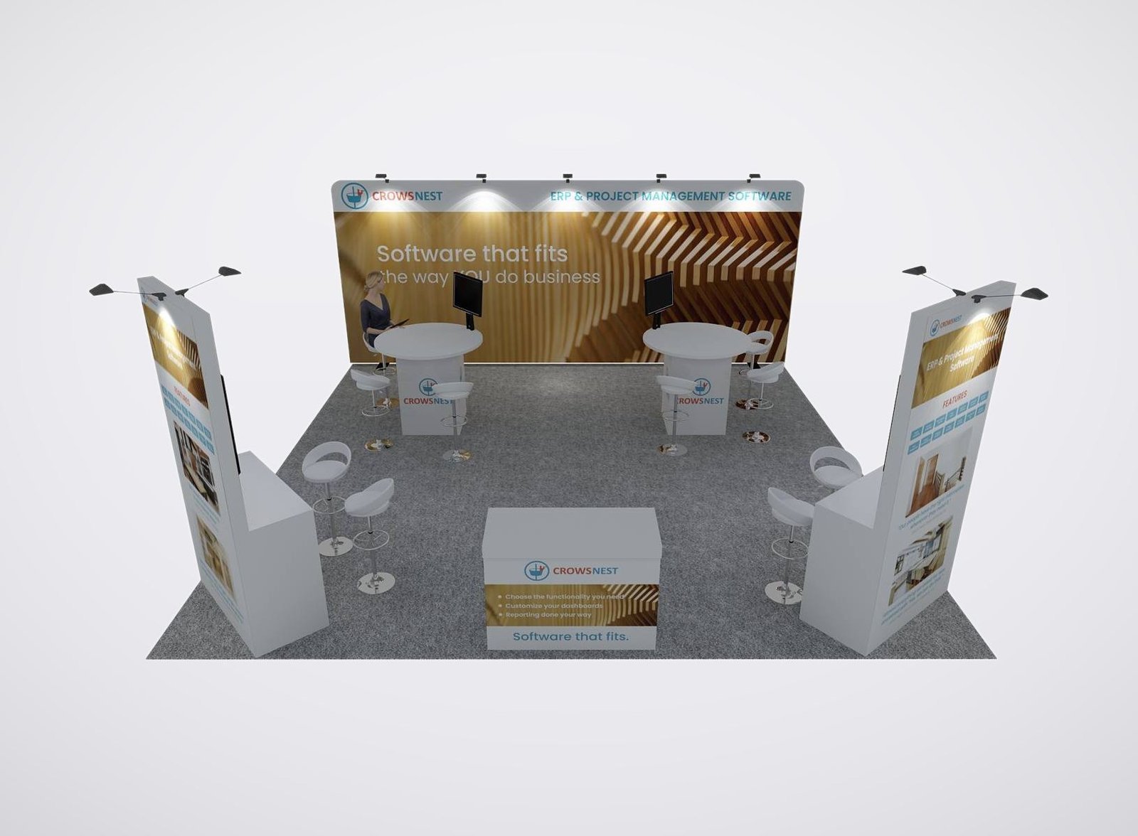 Crows 20x20 trade show booth display at IWF show 2024