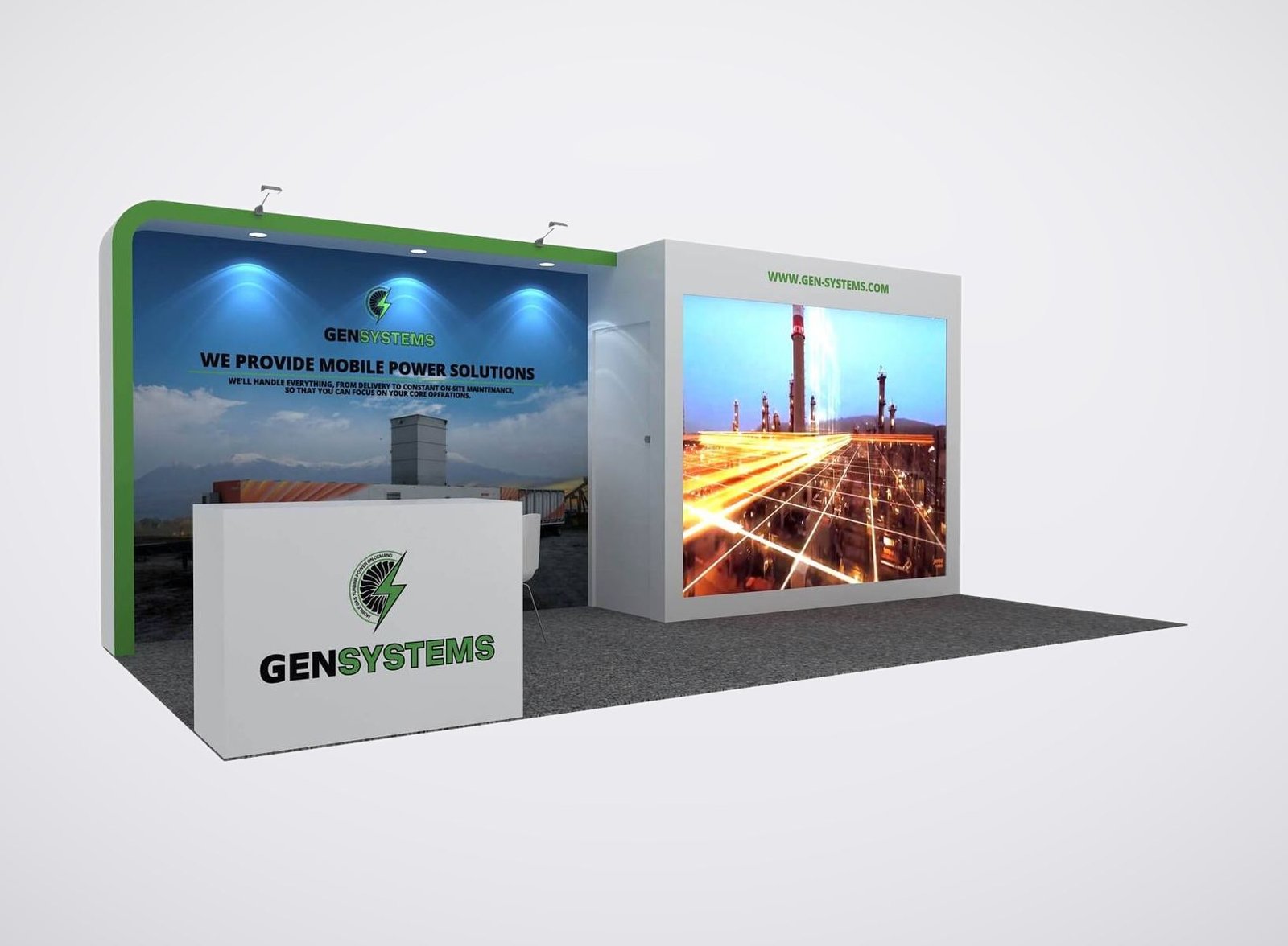 Gensystems 20x20 trade show booth display at POWER GEN 2024