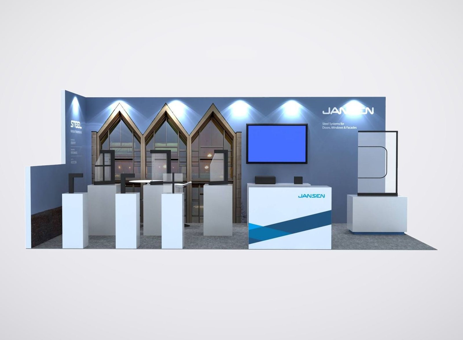 Jansen 10x20 trade show booth display at GLASSBUILD 2024
