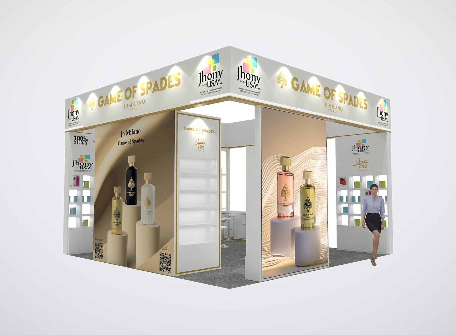 Jhony 20x20 trade show booth display at ASD 2024