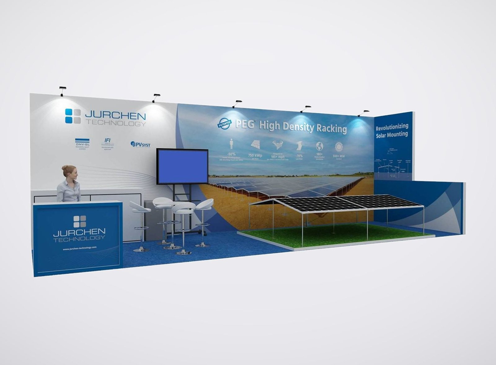 Juechen 10x30 trade show booth display at RE+ 2023