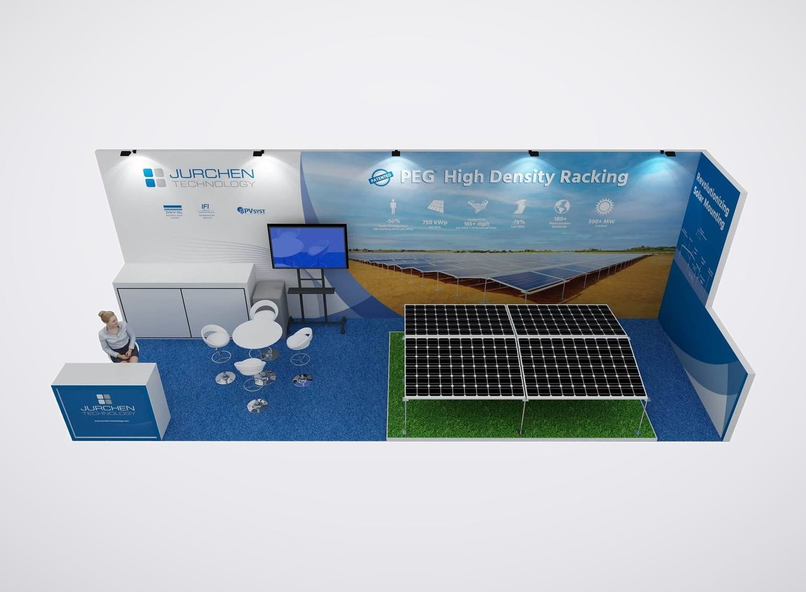 Juechen 10x30 trade show booth display at RE+ 2023