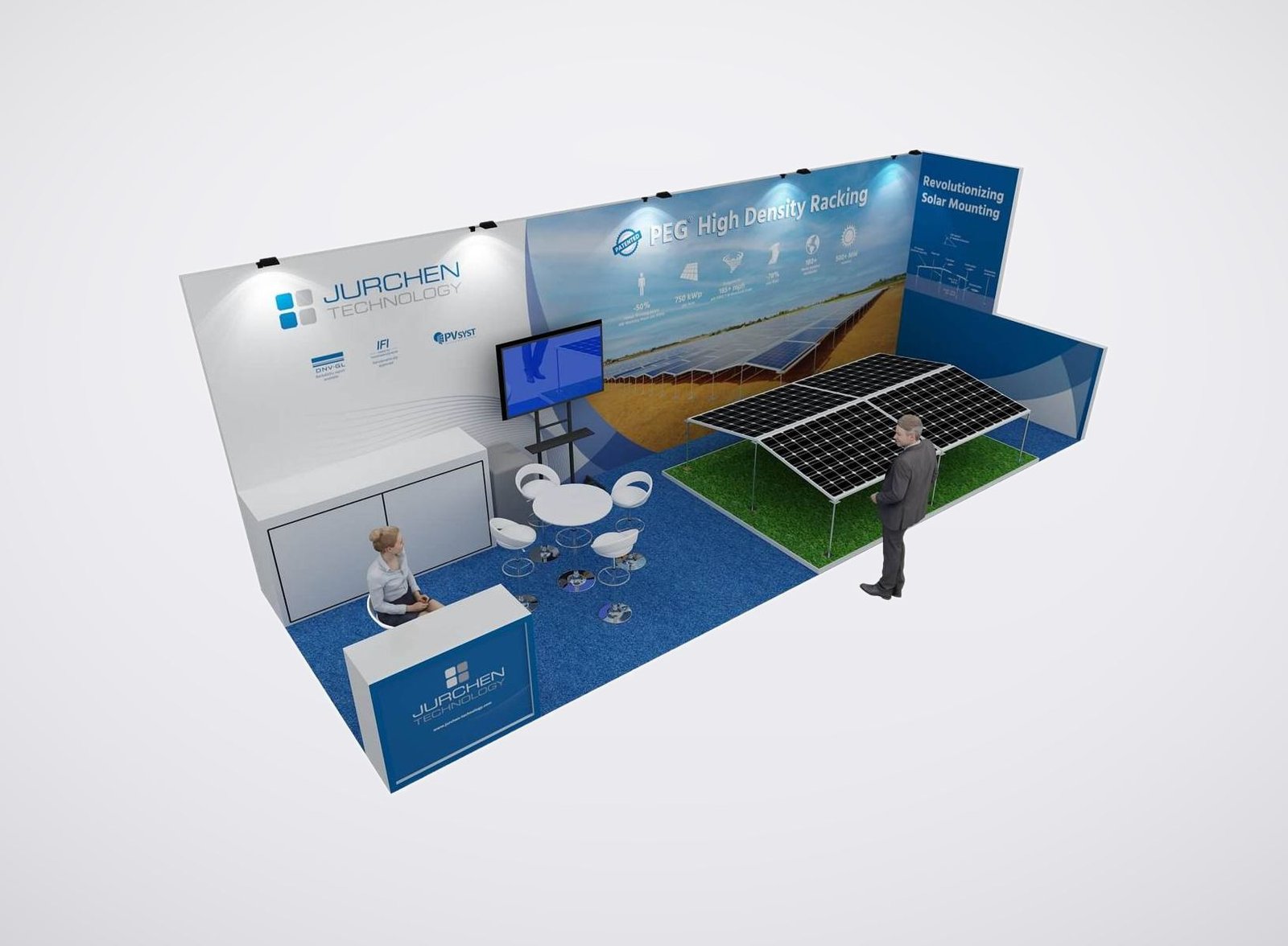 Juechen 10x30 trade show booth display at RE+ 2023