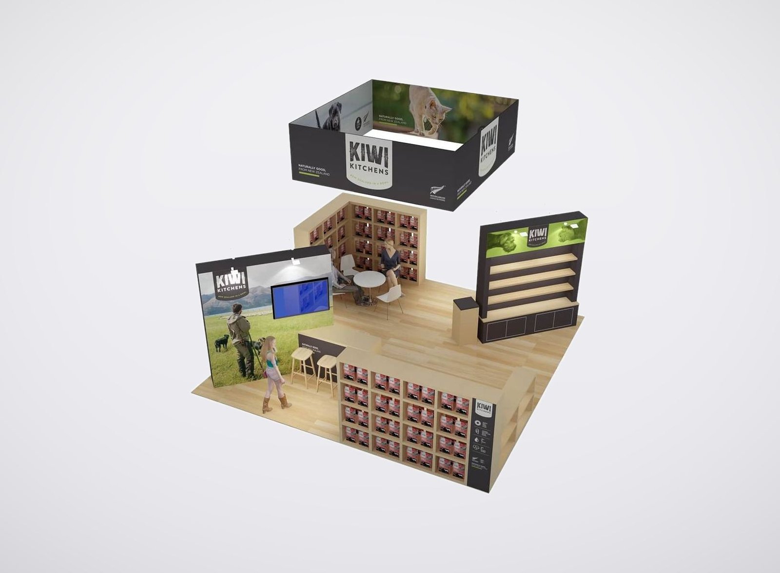 KIWI 20x20 trade show booth display at Super Zoo 2023