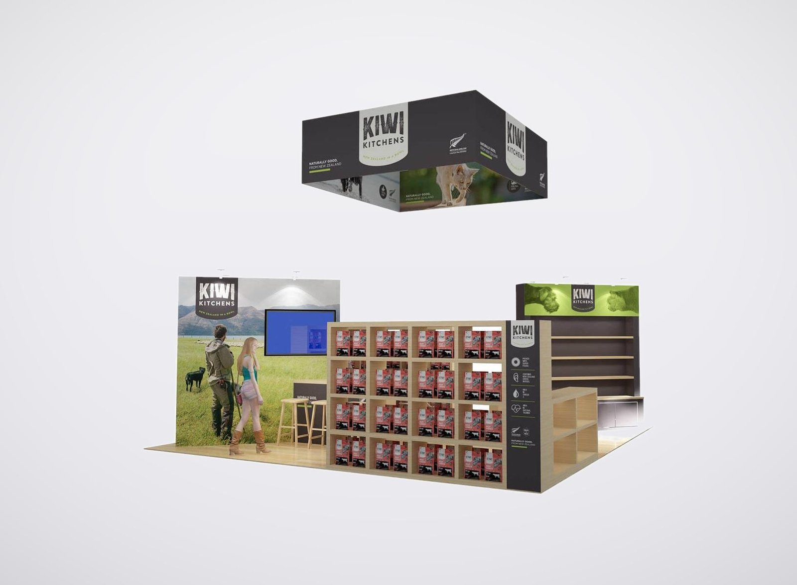 KIWI 20x20 trade show booth display at Super Zoo 2023