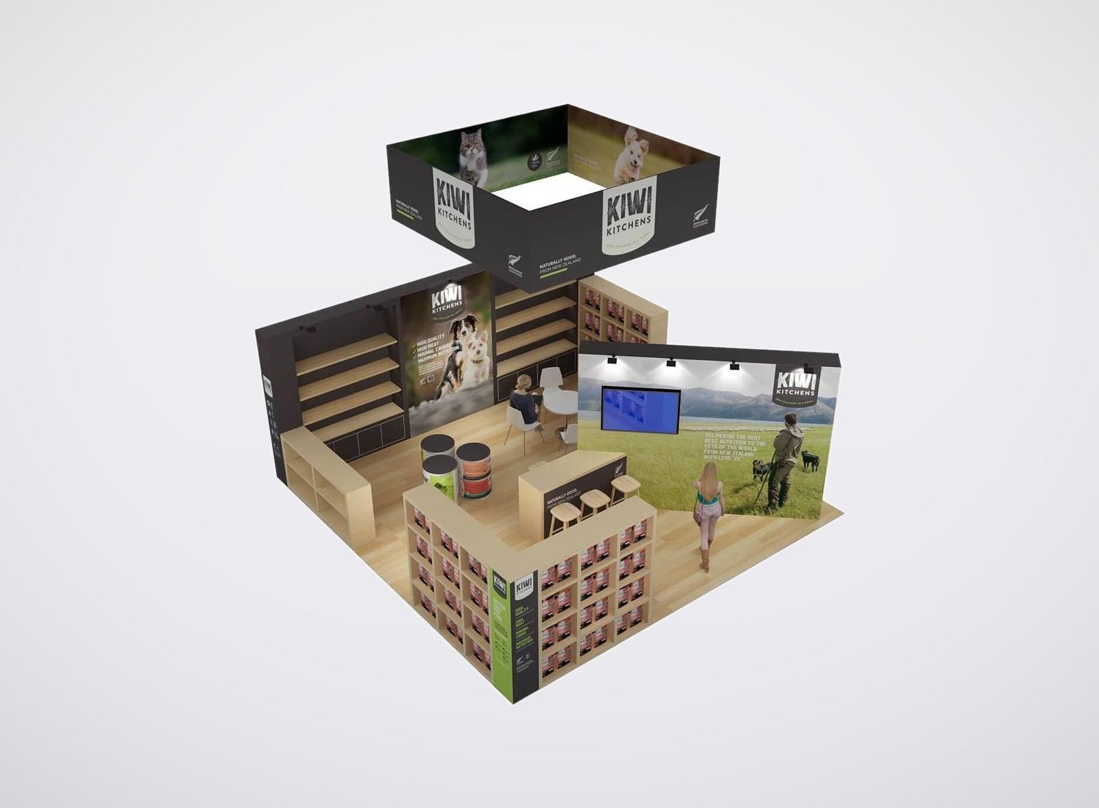 Kiwi Kitchens 20x20 trade show booth display at SuperZoo 2022