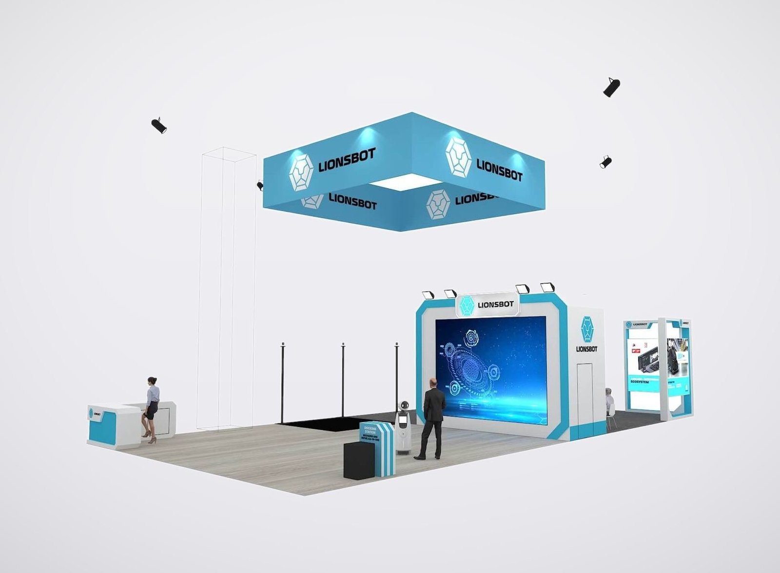 LionsBot 30x60 trade show booth display at ISSA Show 2023