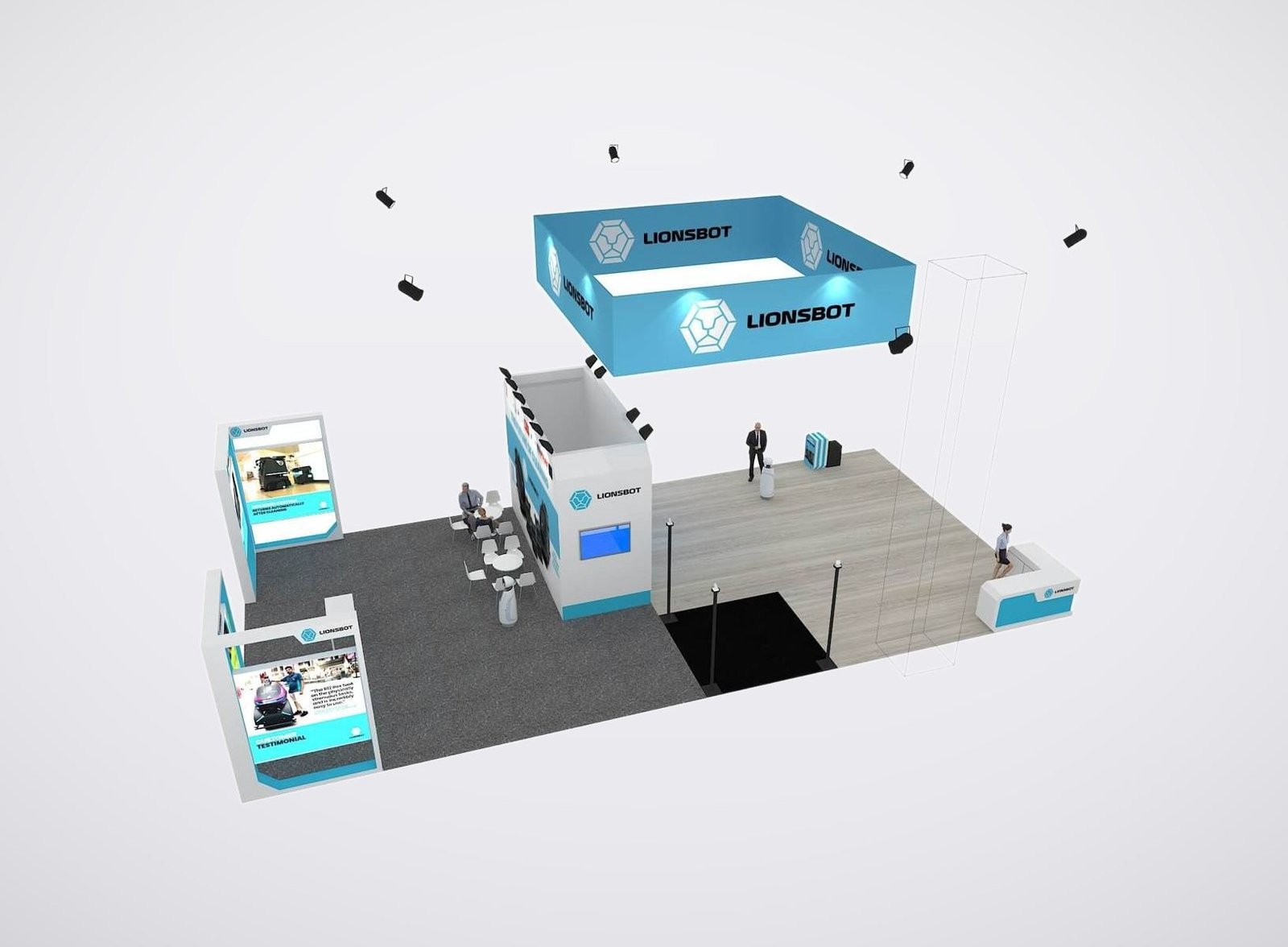 LionsBot 30x60 trade show booth display at ISSA Show 2023