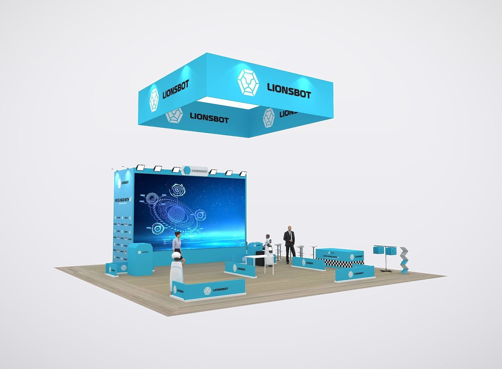 Lionsbot 40x40 trade show booth display at ISSA SHOW 2025