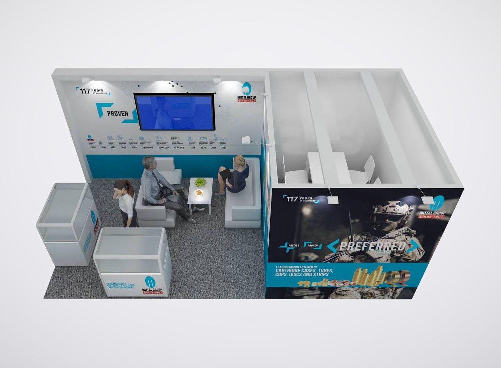 Mittal Group 10x20 trade show booth display at Shot Show 2024