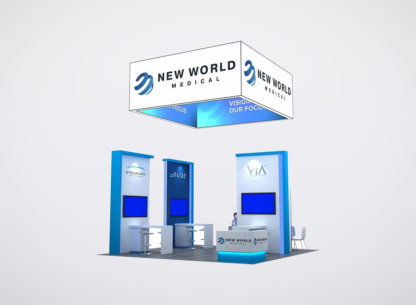 New World Medical 20x20 trade show booth display at ASCRS 2025