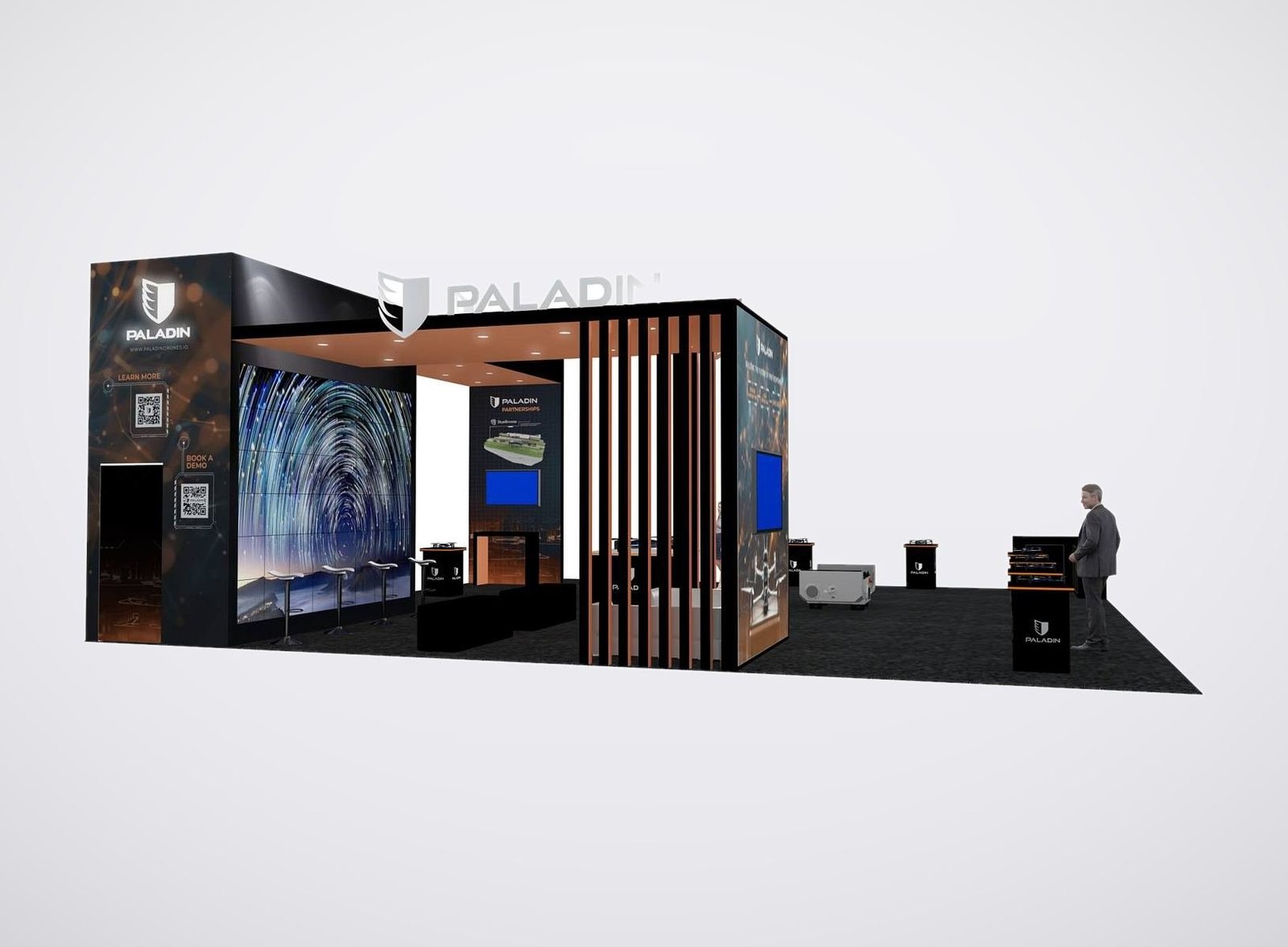 Paladin Drones 40x40 trade show booth display at IACP 2025