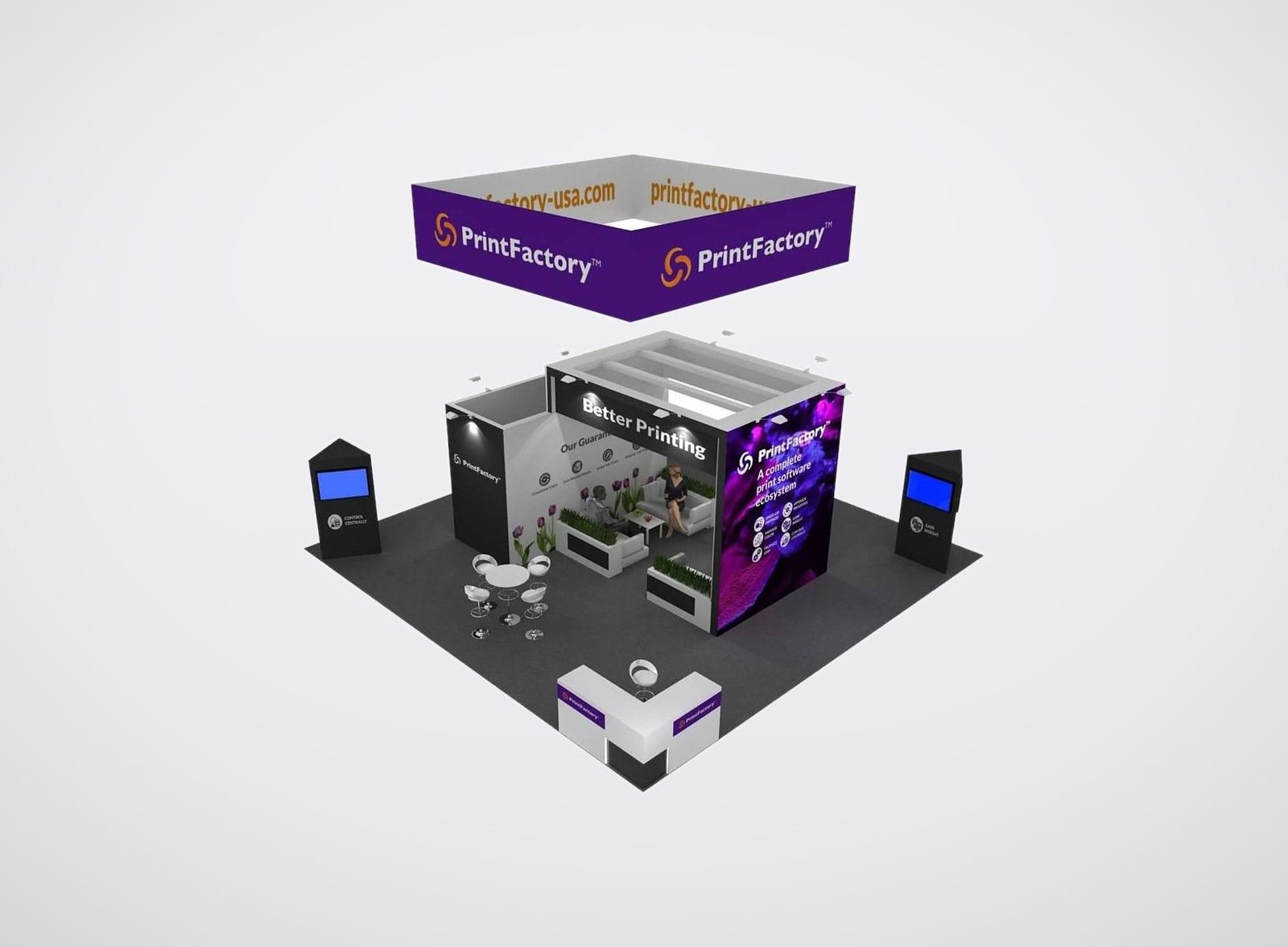 PrintFactory 30x30 trade show booth display at Printing United 2023